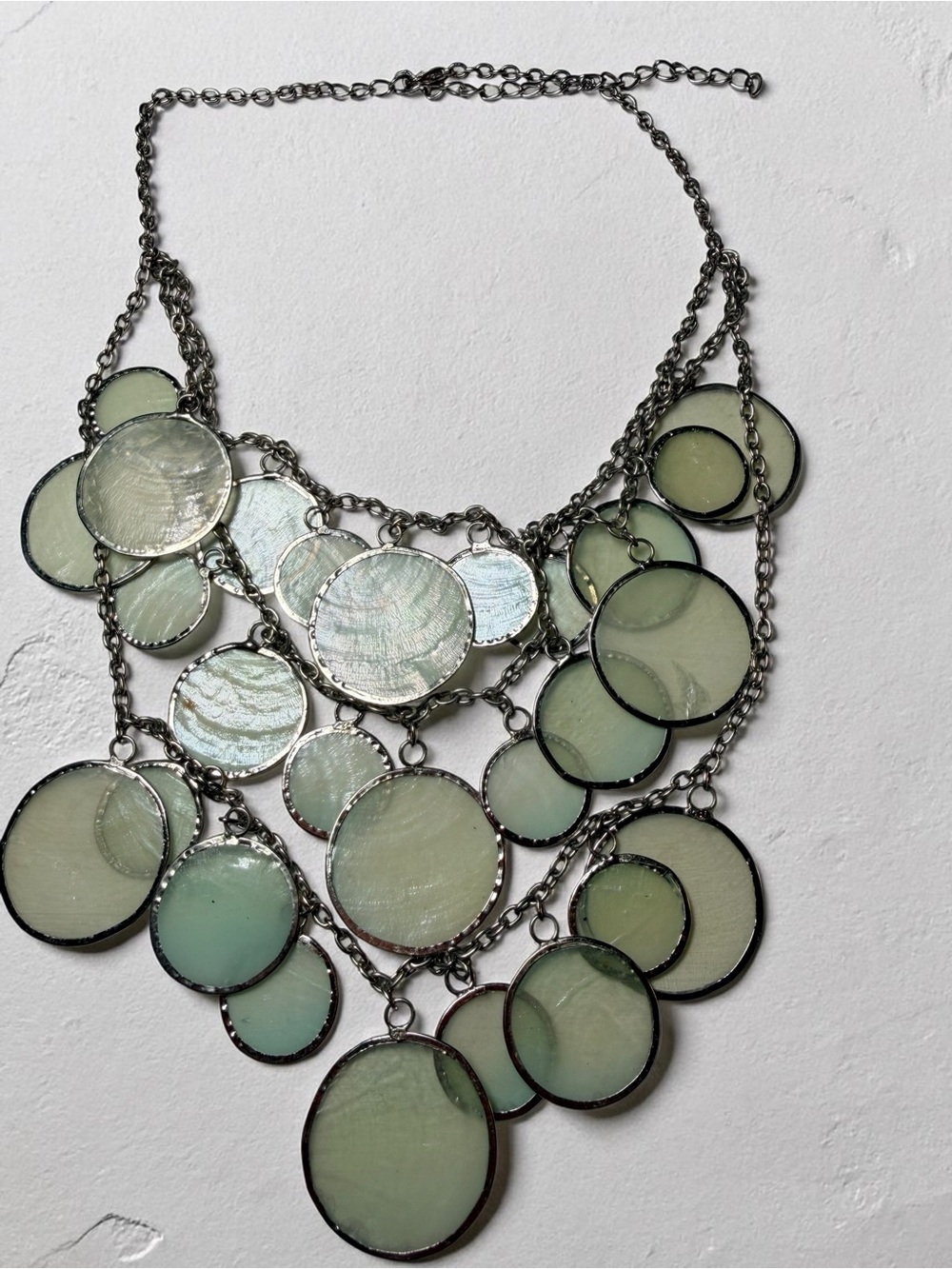 Women’s Statement Bib Necklace - Mint Green Multi-Disc